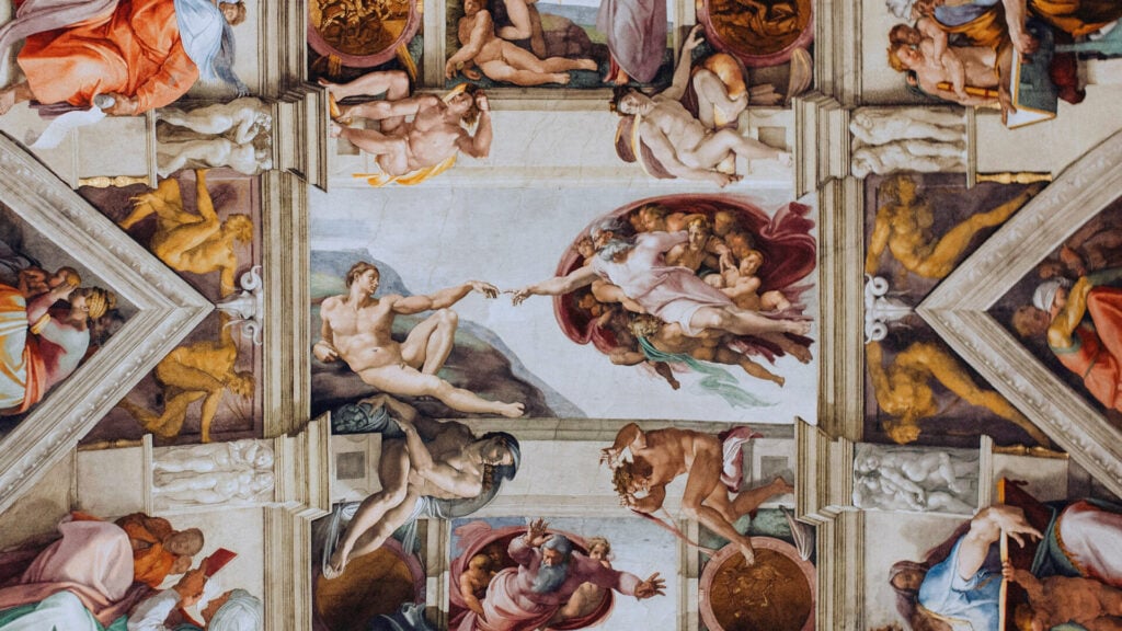 Gli affreschi della volta della Cappella Sistina con la Creazione di Adamo