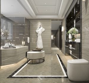 3d rendering luxury hotel reception and lounge restaurant